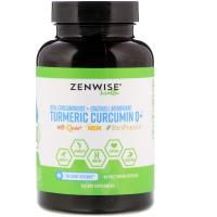 Zenwise Health, Turmeric Curcumin Q+, содержит Qmin+, Nem и BioPerine, 90 вегетарианских капсул