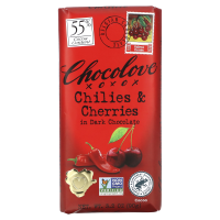 Chocolove, Чили и вишня в темном шоколаде, 3,2 унции (90 г)