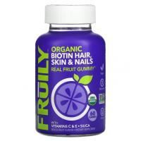 Fruily, Organic Biotin Hair, Skin & Nails, With Vitamins C & E, Zinc, Mixed Fruit, 60 Gummies