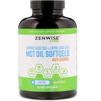 Zenwise Health, 100% Coconut MCT Oil, Caprylic Acid (C8) Plus Capric Acid (C10), 3000 mg , 180 Softgels