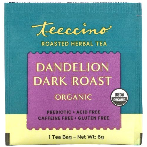 Teeccino, Органический жареный травяной чай, одуванчик сильной обжарки, без кофеина, 25 чайных пакетиков, 150 г