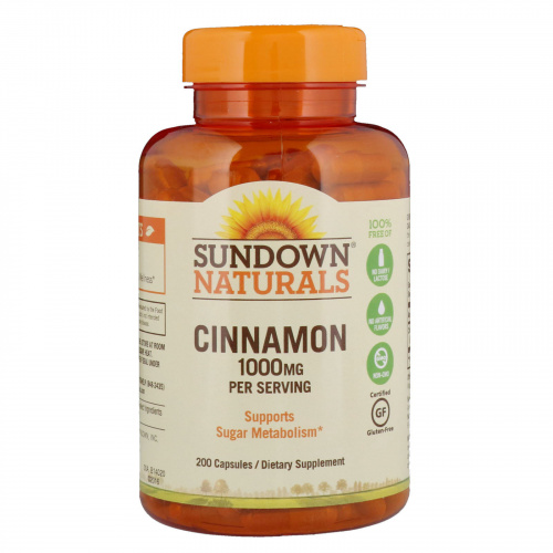 Sundown Naturals, Корица, 1000 мг, 200 капсул