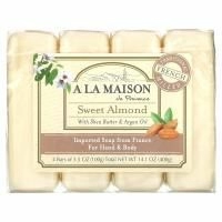 A La Maison de Provence, Мыло для рук & тела, Сладкий миндаль, 4 бруска по 3.5 унции