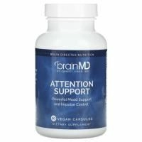 BrainMD, добавка для поддержки внимания, 90 веганских капсул