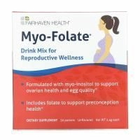 Fairhaven Health, Мио-фолат, питьевая диетическая добавка для репродуктивной системы организма, без ароматизаторов, 30 пакетиков по 2,4 г