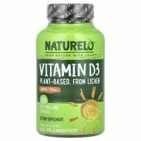 NATURELO, витамин D3, на растительной основе, 125 мкг, 5000 МЕ, 180 капсул, которые легко глотать