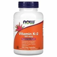 Now Foods, Витамин K2, 100 мкг, 250 вегетарианских капсул