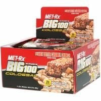 MET-Rx, Big 100, Батончик Вместо Еды,  Хрустящая Карамель с Арахисовым Маслом, 9 батончиков, по 3,52 унции (100 г) каждый