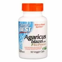 Doctor's Best, Агарик бразильский с Bioperine, 90 вегетарианских капсул