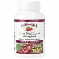 Natural Factors, Экстракт виноградных косточек, 100 мг, 90 капсул