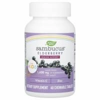 Nature's Way, Sambucus, стандартизированная бузина для детей, 40 жевательных таблеток