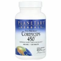 Planetary Herbals, Кордицепс 450, полный спектр, 450 мг, 120 таблеток