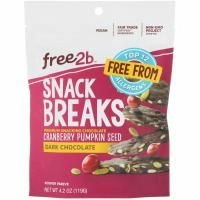 Free2B, Снеки с клюквой и семенами тыквы, темный шоколад, 4,2 унций (119 г)