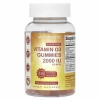 Vitamatic, Жевательные таблетки с витамином D3, натуральный персиковый вкус, 2000 МЕ (50 мкг), 120 жевательных таблеток
