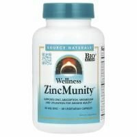 Source Naturals, Wellness, ZincMunity ™, 50 мг, 60 вегетарианских капсул
