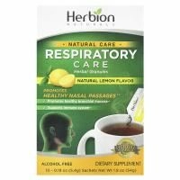 Herbion, Натуральный уход, уход за дыхательными путями, травяные гранулы, лимонный вкус, 10 пакетиков-саше, 0,19 унц. (5,4 г) каждый