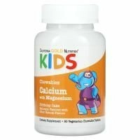 California Gold Nutrition, жевательные таблетки с кальцием и магнием для детей, со вкусом торта, 90 вегетарианских таблеток