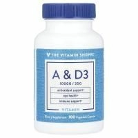 The Vitamin Shoppe, Витамины A и D3, 100 растительных капсул