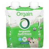 Orgain, Organic Nutrition, протеиновый коктейль из молока коров травяного откорма, со вкусом сладкой ванили, 4 пакетика по 330 мл (11 жидк. унций)