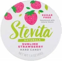 Stevita, Naturals, леденцы без сахара, величественная клубника, 40 г