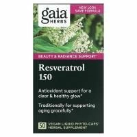 Gaia Herbs, Ресвератрол 150, 50 вегетарианских фитокапсул