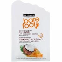 Freeman Beauty, Bare Foot, интенсивное увлажнение, маска для ног с одноразовыми бахилами, кокосовое молоко и мед, 1 пара для одноразового использования