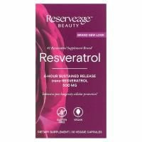 Reserveage Beauty, Ресвератрол, 4-часовое замедленное высвобождение, 500 мг, 30 растительных капсул
