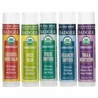 Badger, Органический дорожный набор для ароматерапии, 5 упаковок, 4,3 г (0,15 унции)