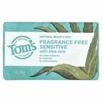 Tom's of Maine, Натуральное мыло для красоты с алоэ вера, без отдушек, для чувствительной кожи, 141 г (5 унций)
