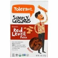 Tolerant, Simply Legumes, паста из органической красной чечевицы, спиральки, 8 унц. (227 г)