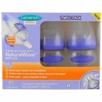 Lansinoh, Бутылки с натуральными ниппелями, медленный поток, 3 бутылки, 160 мл