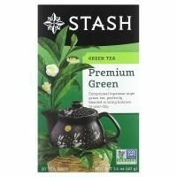 Stash Tea, Высший сорт, зеленый чай, Premium Green, 20 чайных пакетиков, 1,4 унции (40 г)