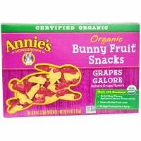 Annie's Homegrown, Органические фруктовые кролики, вкус виноградное изобилие, 5 пакетиков, 0,8 унций (23 г) каждый