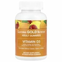 California Gold Nutrition, Органическое происхождение, пастилки с витамином D3, не содержат желатина и клейковины, смесь ароматов ягод и фруктов, 90 пастилок