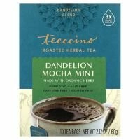 Teeccino, Травяной чай с цикорием, со вкусом одуванчика, моккачино и мяты, без кофеина, 10 чайных пакетиков, 2,12 унции (60 г)