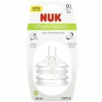 NUK, Simply Natural, Slow Flow Bottle Nipples,  0 + Months, 2 Nipples