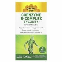 Country Life, Коферментный комплекс витаминов группы B, улучшенная формула, 120 растительных капсул