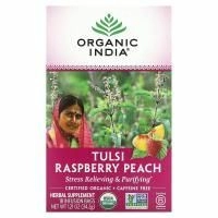 Organic India, Tulsi, Raspberry Peach, Caffeine Free, 18 Infusion Bags, 1.21 oz (34.2 g)