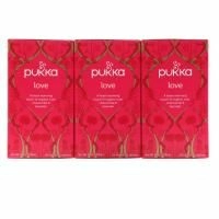 Pukka Herbs, Любовь, Чай с органической розой, ромашкой и лавандой, Без кофеина, Упаковка из 3 единиц, По 20 пакетиков травяного чая в каждой