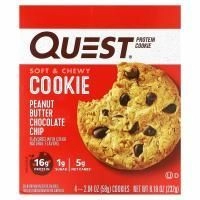 Quest Nutrition, протеиновое печенье, арахисовая паста и шоколадная крошка, 4 пакетика по 58 г (2,04 унции)