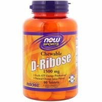 Now Foods, «Спорт», D-рибоза, жевательные таблетки со вкусом апельсинового сока, 1500 мг, 90 таблеток