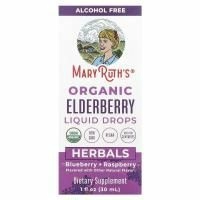 MaryRuth Organics, Органические жидкие капли из бузины, травы, голубика + малина, 30 мл (1 жидк. Унция)