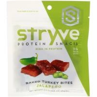 Stryve Foods, Протеиновый перекус, запеченые кусочки индейки, халапеньо, 2,5 унц. (70 г)