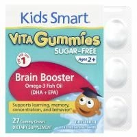 Bioglan, Kids Smart®, Vita Gummies, Brain Booster, без сахара, для детей от 2 лет, Tutti Frutti, 27 жевательных жевательных таблеток