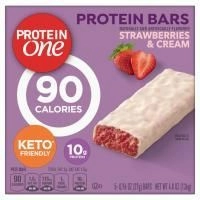 Protein One, протеиновые батончики, клубника со сливками, 5 батончиков по 27 г (0,96 унции)
