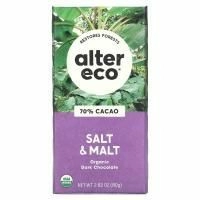 Alter Eco, органический темный шоколад, с солью и солодом, 70% какао, 80 г (2,82 унции)