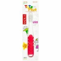 RADIUS, Зубная щетка Totz Plus для детей от 3 лет, белая/розово-коралловая, 1 шт.