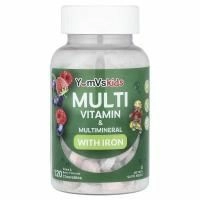 YumVs, Мультивитамины и мультиминералы для детей ™ с железом, виноградом и ягодами, 120 жевательных таблеток