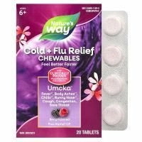 Nature's Way, Umcka, от простуды и гриппа, ягодный вкус, 20 жевательных таблеток