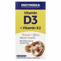 Enzymedica, Сделано с органическим D3 + витамином K2 60 капсул
